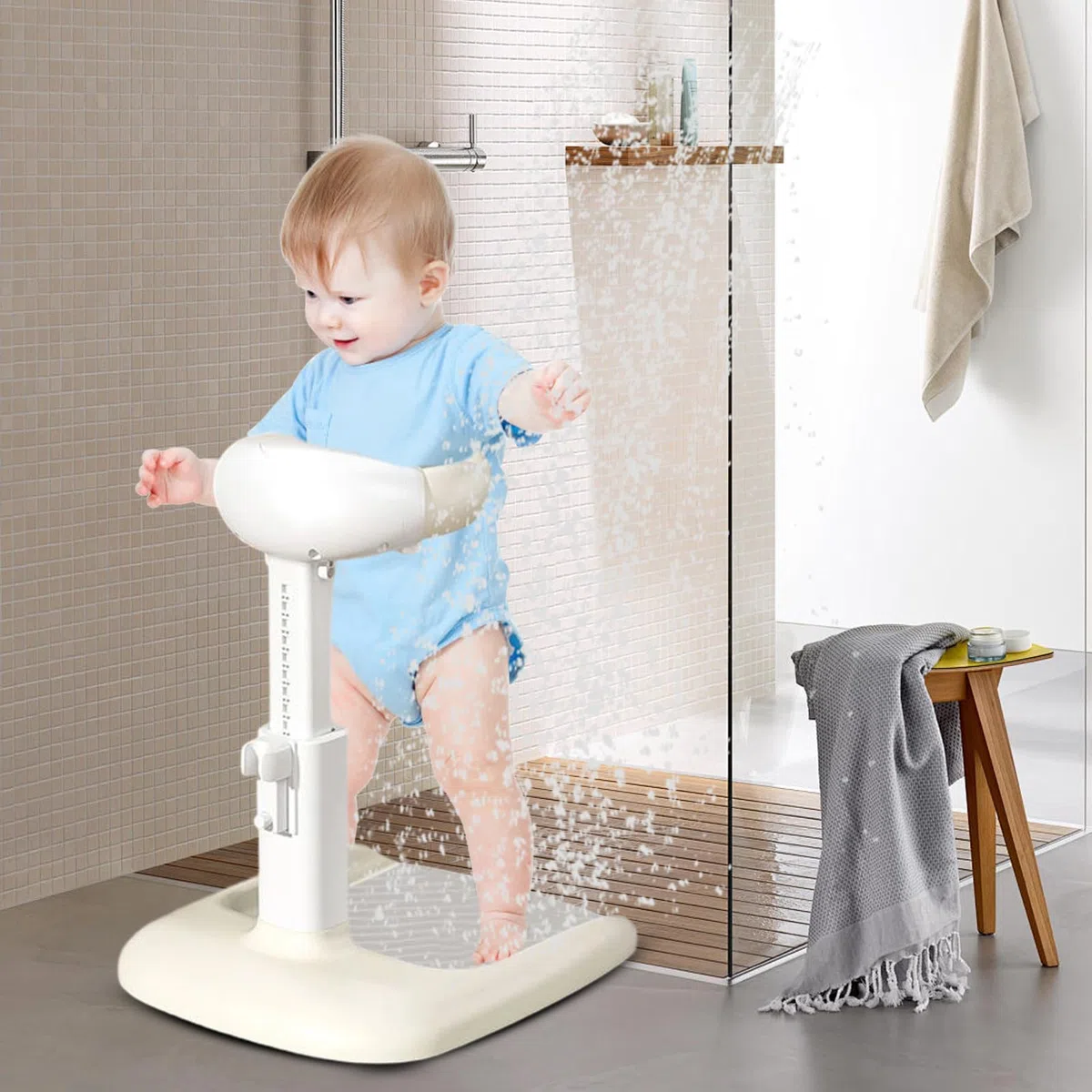 Kinder-Badewannenständer – aufrechtes Babywaschgerät, rutschfeste, ergonomische Bodenkonstruktion, stabiler Badezimmer-, leicht zu reinigende Kinderpflege, sichere tägliche Hygiene für Kinder im