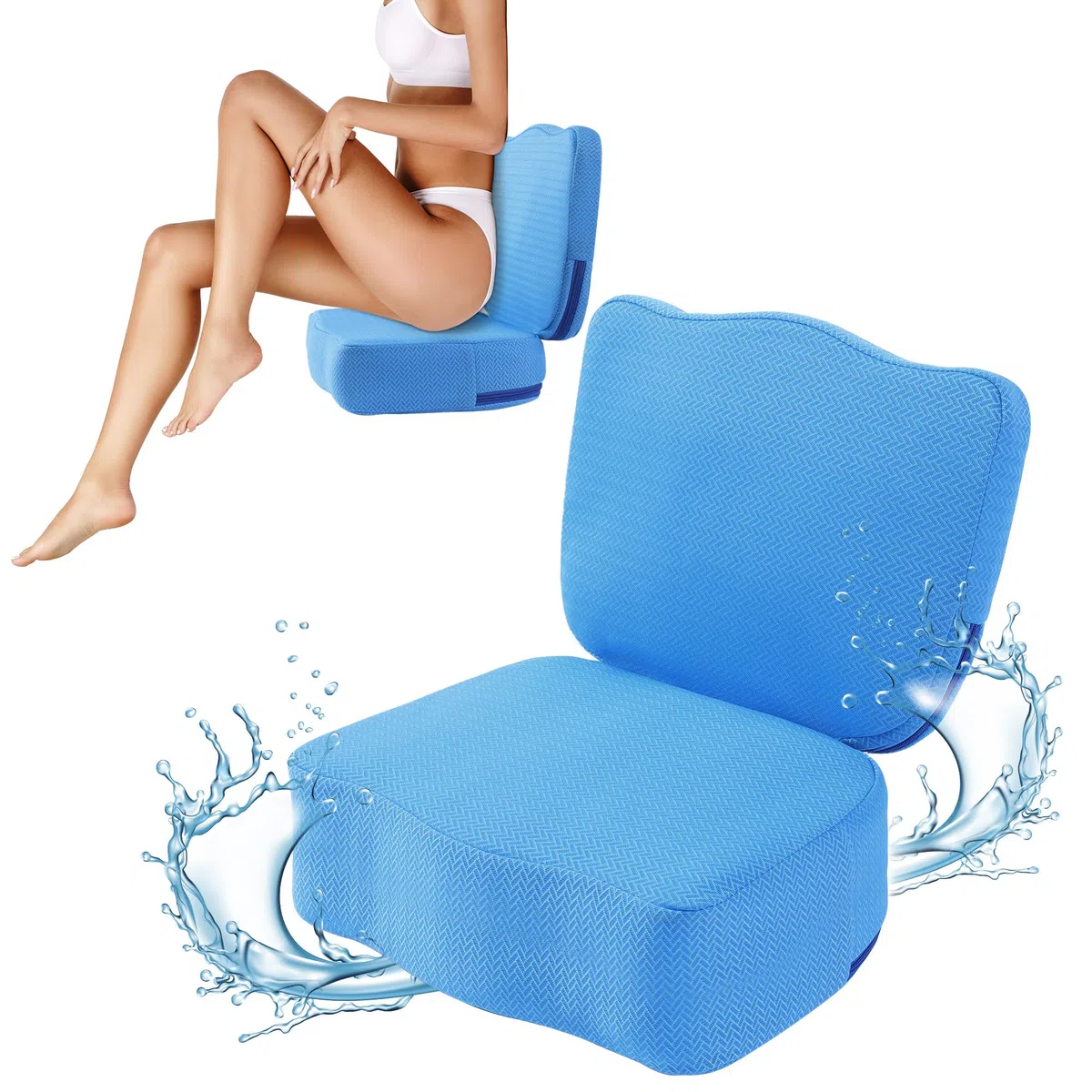 MABOZOO Whirlpool-Sitzerhöhung für Erwachsene, gewichteter Sitzerhöhung, 3D-Air-Mesh-Whirlpool-Kissen, schnell trocknend, Whirlpool-Zubehör, für drinnen und draußen, Blau