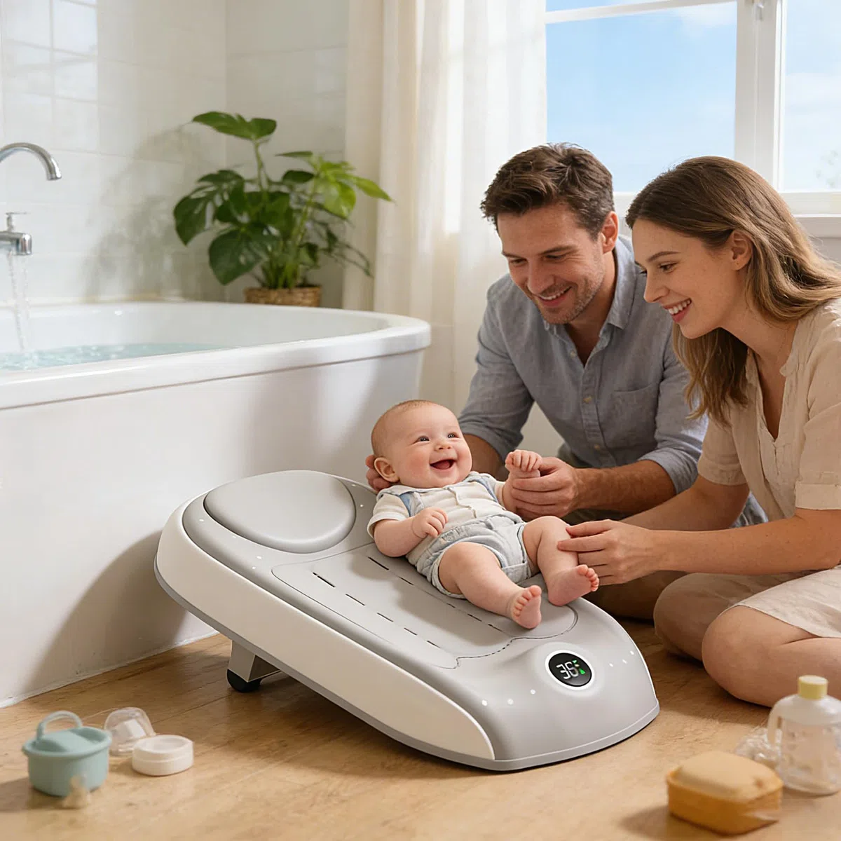 Kids-Badewannenstütze | Duschschutz-Halterung mit Temperatursensor - Drei Höhenstufen verstellbare Badewanne - für Zuhause Reise Hotel Dusche