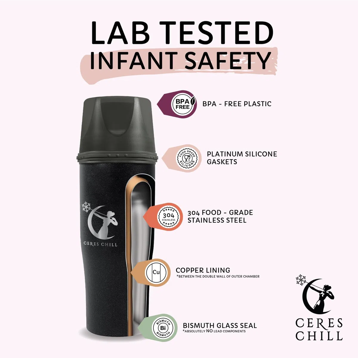 Ceres CHILL Demigoddess Mini Muttermilchkühler & Wärmer - 170.1-453.6 g Tragbarer Muttermilchkühler, Aufbewahrung & Babyflasche für Reisen, Arbeit oder Unterwegs - Pumpe kompatibler Behälter