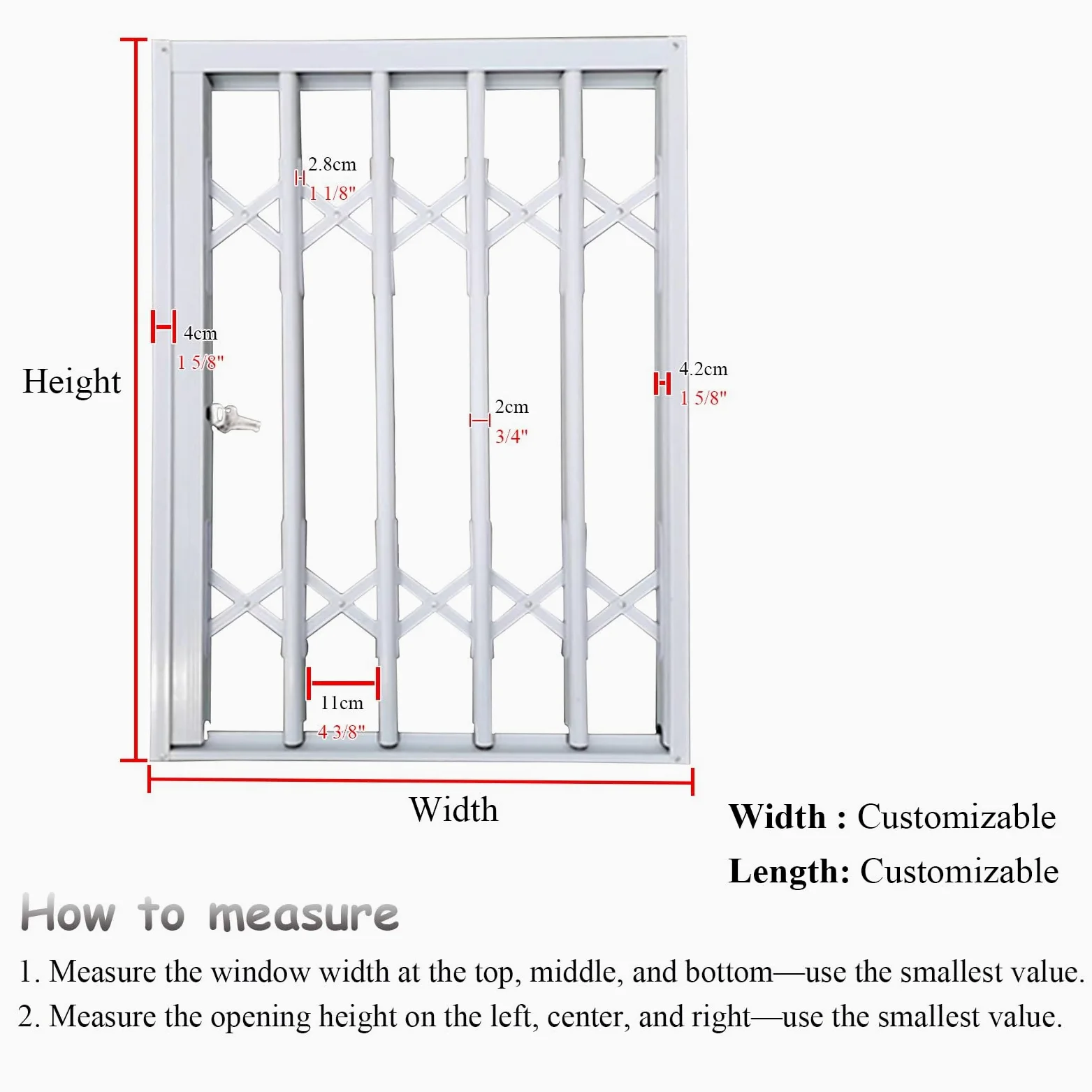 Kindersicherheits-Fensterschutz – Faltbare Sicherheitsbarriere für Kinder, abschließbarer Türstopper für Zuhause, bruchsicheres Fensterschutzgitter (B 90 x H 70 cm)