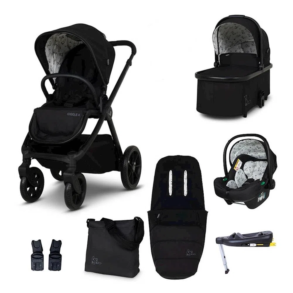 Cosatto Kinderwagen Set 3 in 1, Flach liegende Babywanne, Kinderwagenset, R129 Sportsitz, Babyschale und ISOFIX Basis, Wickeltasche & Regenschutz, 0-25kg (Foxed)