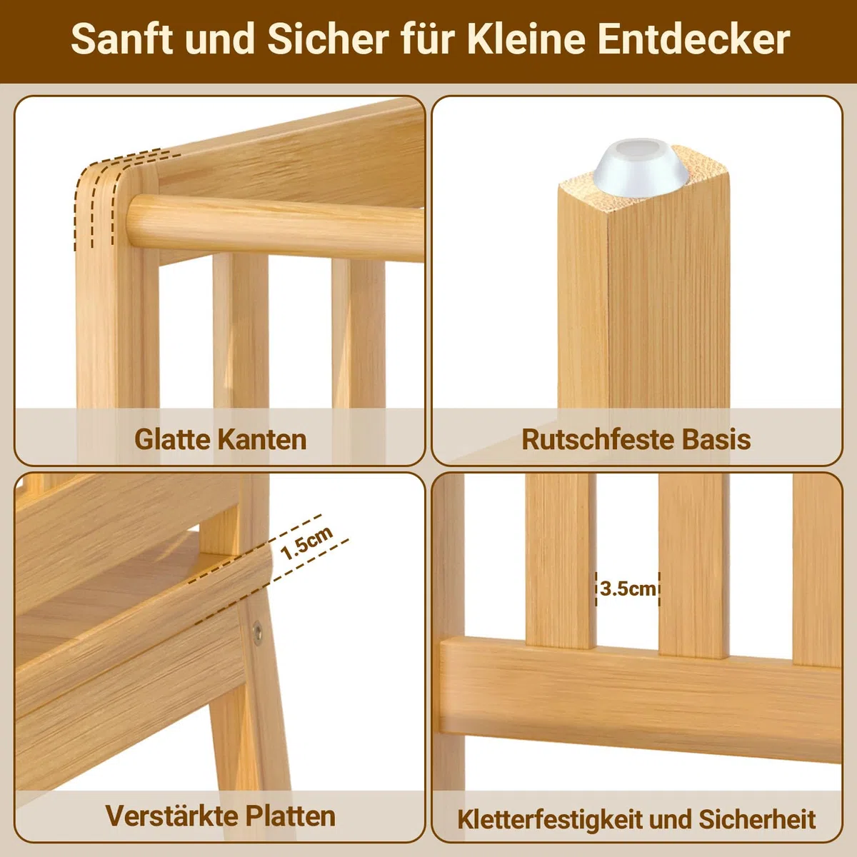 COSYLAND Lernturm ab 1 Jahr – Montessori Learning Tower für Kinder – Sicherer Kinder Lernturm ab 2 Jahre – Stabiler Toddler Tower, Naturfarbe