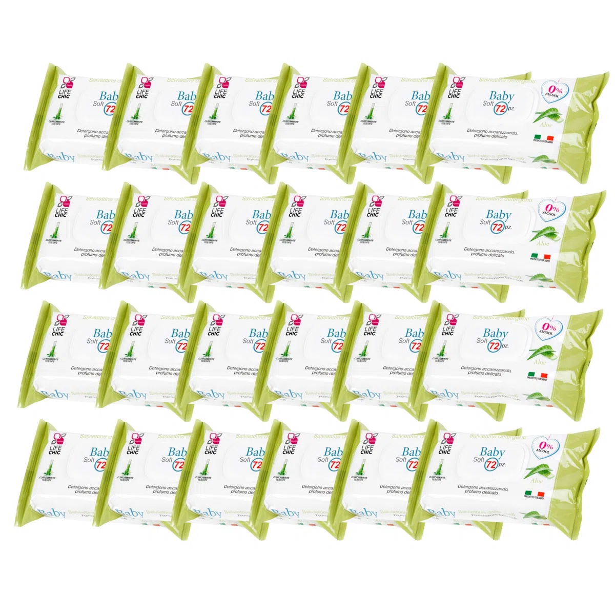 Babytücher mit Aloe, für empfindliche Haut, alkoholfrei, hautfreundlich, pH-Wert 5,5, sanft parfümiert, 1728 Stück (24 Packungen)
