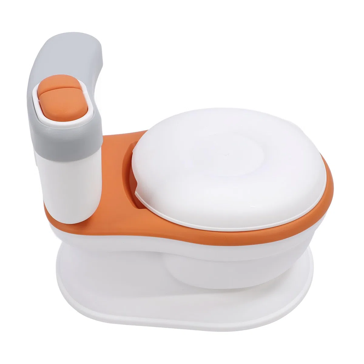 Töpfchen-Trainingstoilette für Kleinkinder, tragbarer Töpfchenstuhl mit Spülgeräusch, Taschentuchspender, auslaufsicher, leicht zu reinigen, für Babys und Kinder, Orange