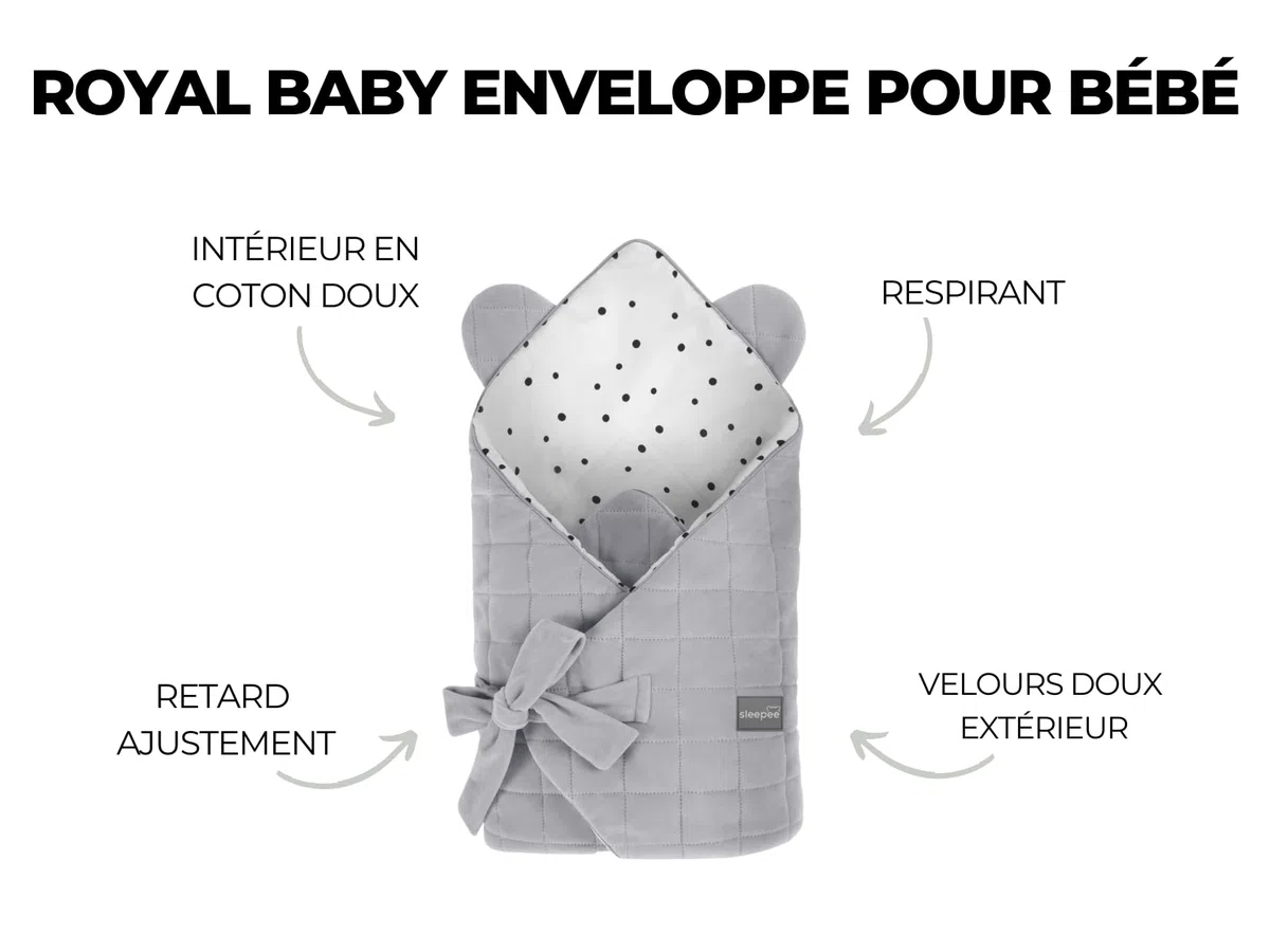 Sleepee Royal Pucksack Baby 0–3 Monate – Baby Swaddle Wickeltuch aus 100 % geprüfter Baumwolle (Oeko-TEX Standard 100), atmungsaktiv, weich & sicher für Jungen & Mädchen