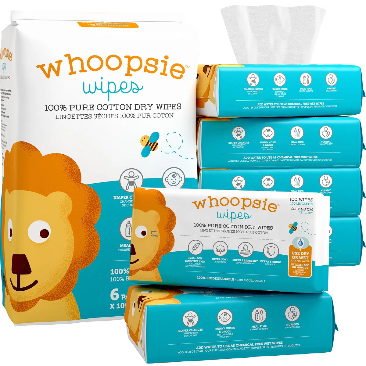 100% Pure Cotton Dry Wipes