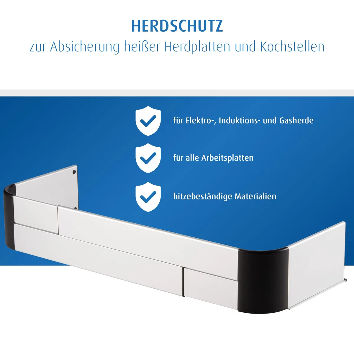 reer Herdschutzgitter PREMIUM XL | ausziehbar: 57-90 cm | spülmaschinengeeignetes Herdgitter | Herdsicherung ohne Bohren | Kinder Herdschutz | Kindersicherung, Ceranfeld & Induktion