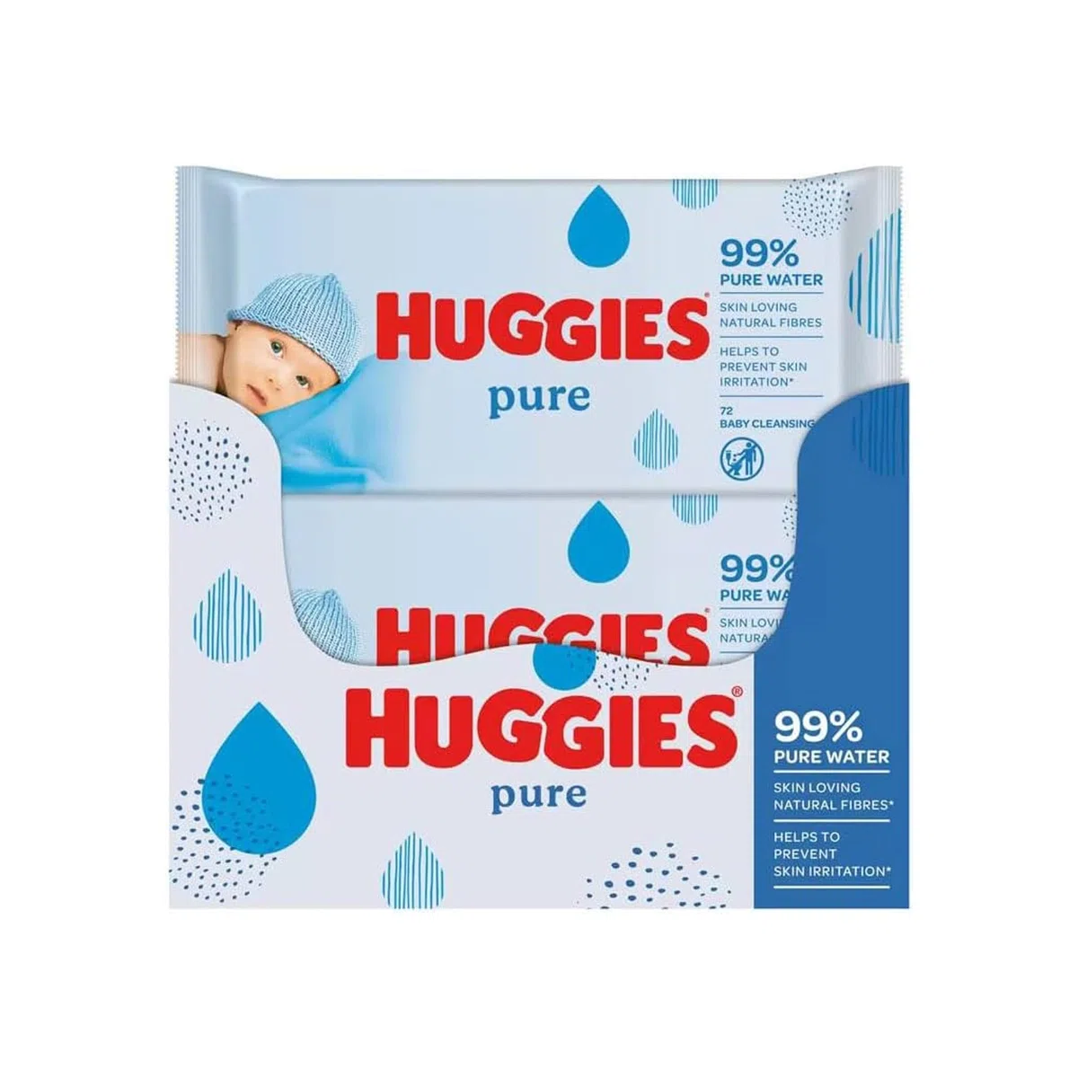 Huggies Pure Baby Feuchttücher - 10er Pack (10 x 72 Packungen, insgesamt 720 Tücher)