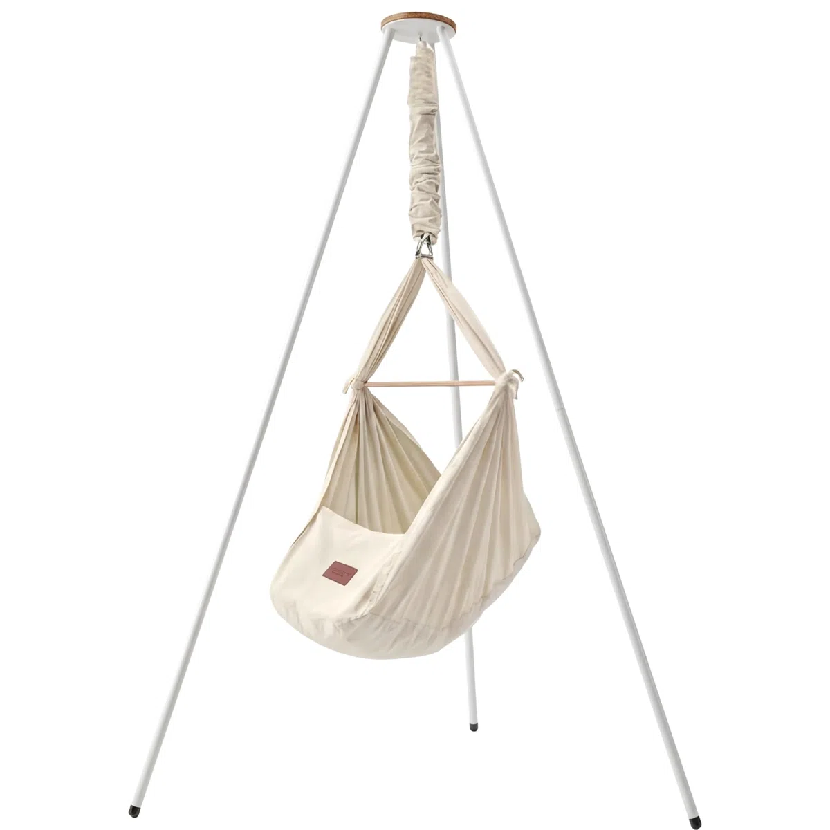 Honigbär Federwiege Set inkl. Standfuß (weiß) – Baby Hängematte TÜV-geprüft bis 40kg – Ergonomisches Nestchen mit Kapok-Matratze – Bio-Baumwolle – Universell motorisierbar - Schlaf wie im Mutterleib