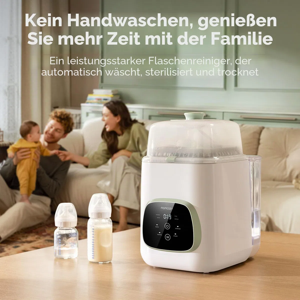 Momcozy KleanPal Pro Babyflaschenwascher, Sterilisator & Trockner – All-in-One Reinigungsmaschine für Flaschen, Pumpenteile & Baby Essentials – Zeitsparende & mühelose Pflege