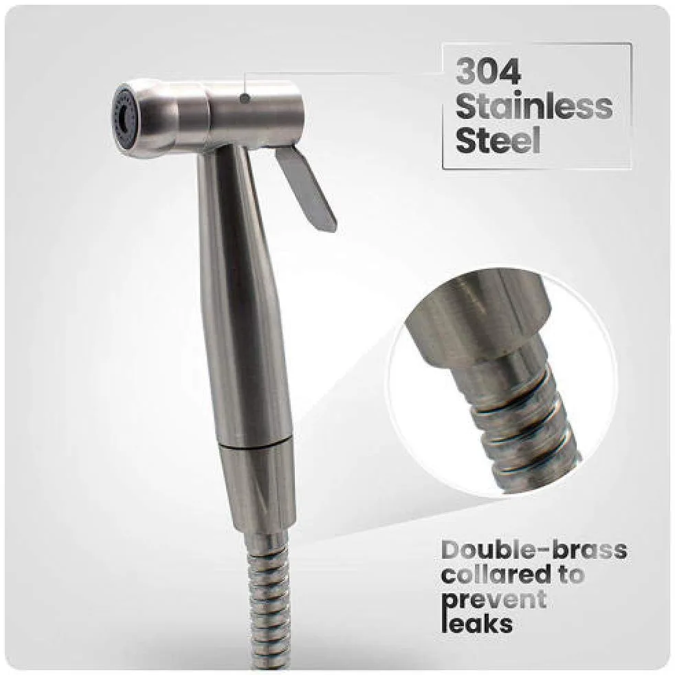 Hand-Toilettenspray-Duschset aus Edelstahl, kompatibel mit Stoffwindeln for Babys – Edelstahl-Booster-Düse, WC-Sprühpistolen-Set, Handbrause zur Wandmontage