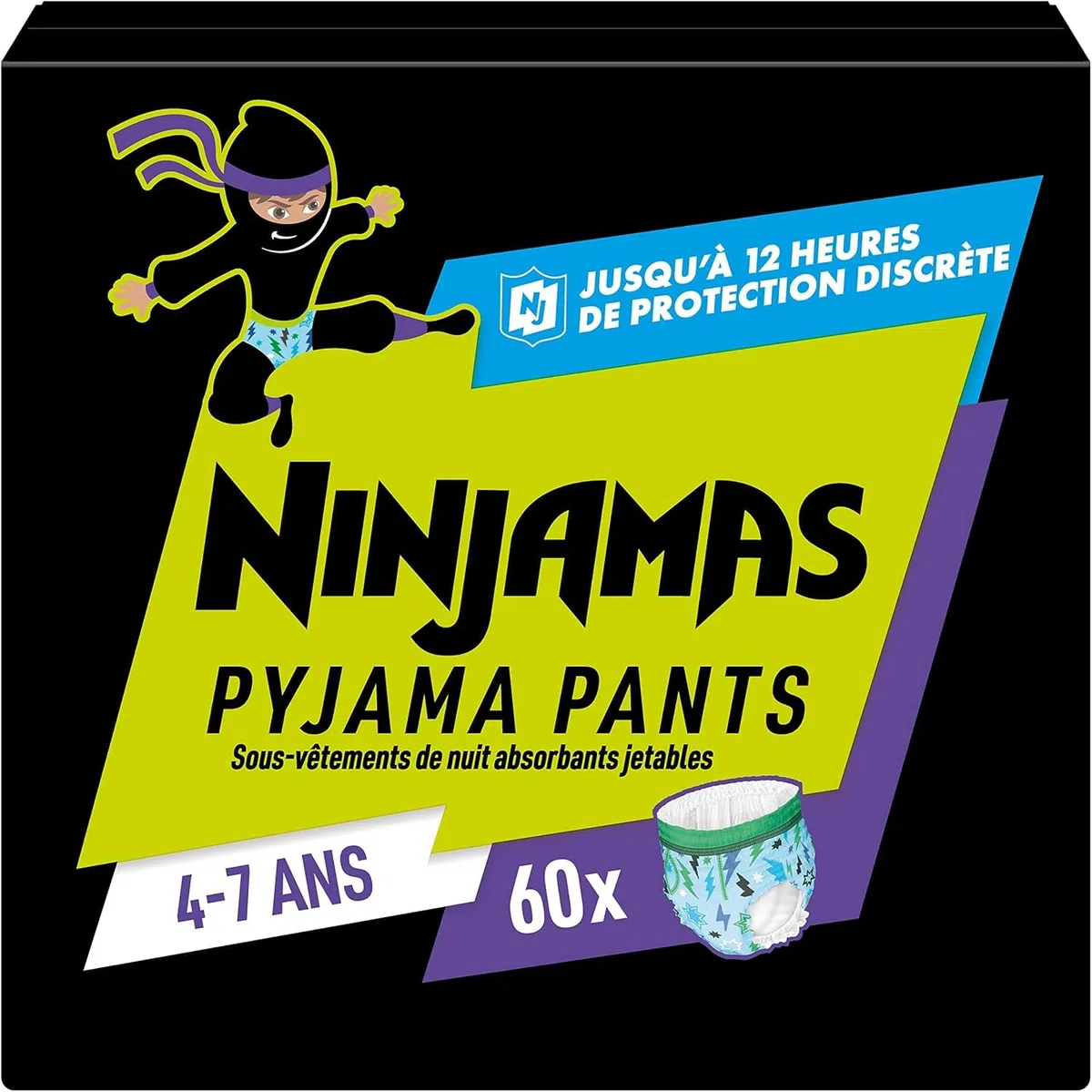 Pampers Ninjamas Uni Schlafanzughose, Raumschiffe, 4-7 Jahre, 60 Pyjamahosen, 17kg-30kg, Auslaufschutz für die ganze Nacht