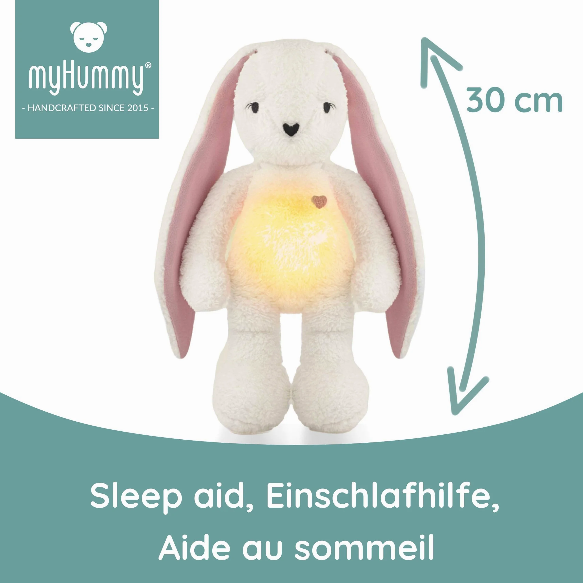 myHummy Bunny ecru-rose DUO Einschlafbär mit App — Schlaflieder & weißes Rauschen