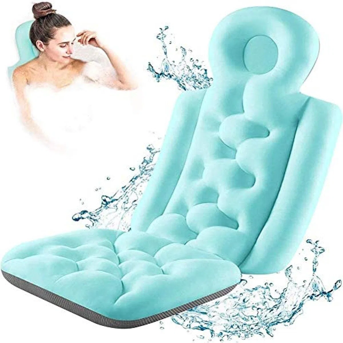 Generisch Badekissen für die Badewanne - extragroßes Ganzkörperkissen mit Rutschfester Matte und superdicken 3D-Netzschichten zur Rückenunterstützung - ideal für Entspannung und Komfort