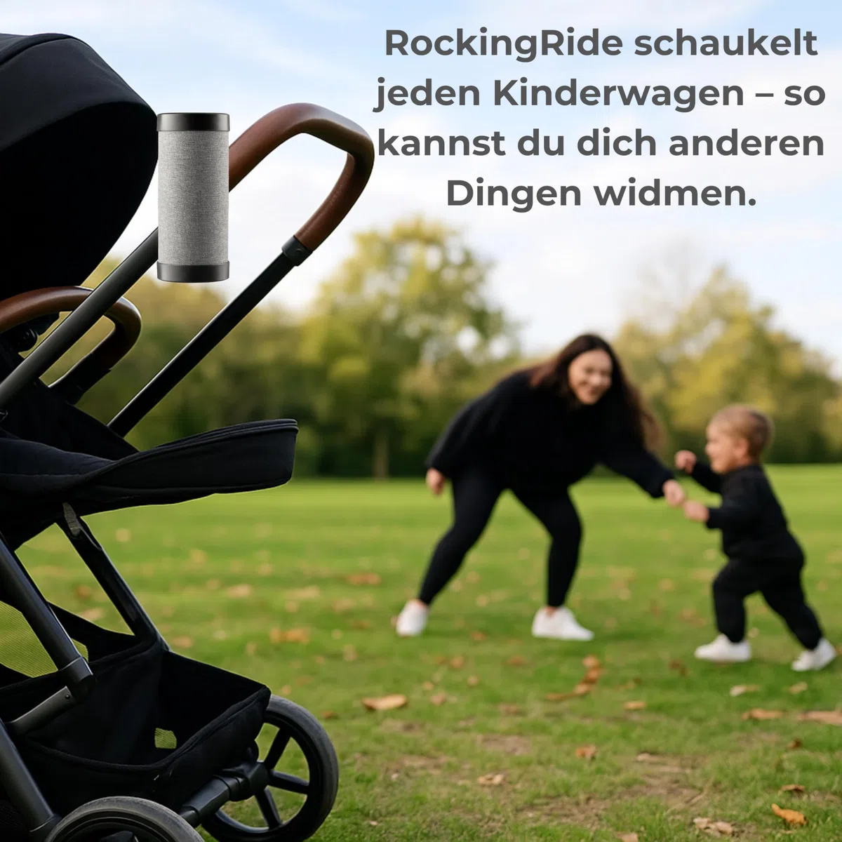 Elektrischer Kinderwagen Schaukler – Einschlafhilfe für Babys, Automatischer Baby Rocker für Kinderwagen & Buggy, 3 Stufen, Leise, 30 Std Akku, USB-C, LED – RockingRide PRO