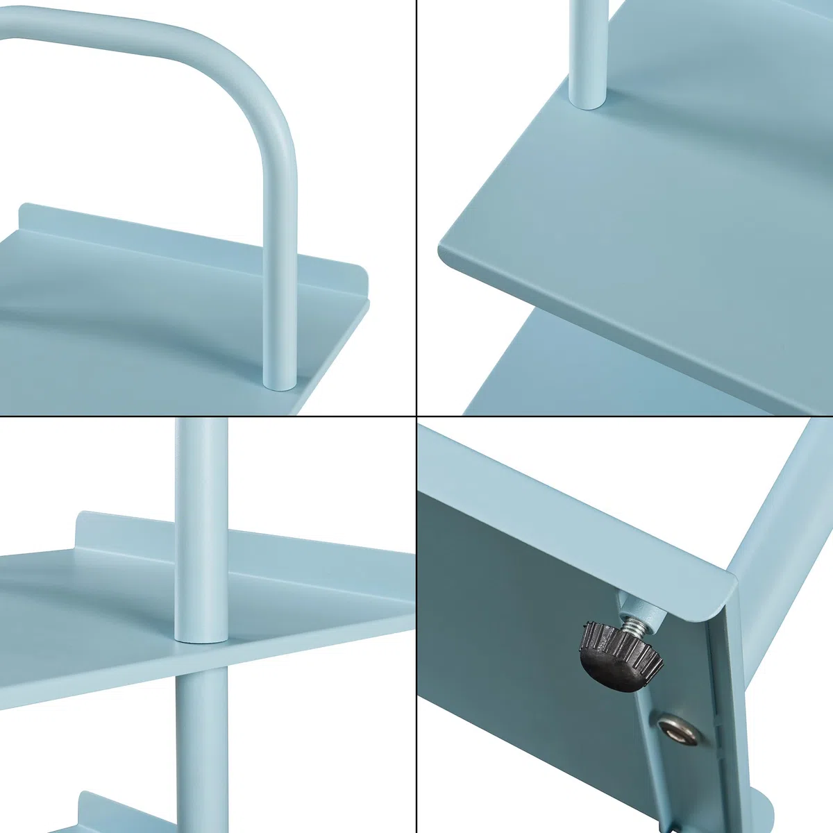 [en.casa] Schuhregal schmal für Kinder Poytya Schuhablage hoch für 5 Paare Organizer Standregal mit 5 Ebenen Metall 96 x 30 x 27 cm Blau