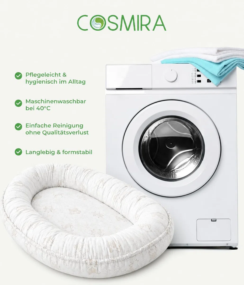 Babynest für Neugeborene – 100% Baumwolle, Oeko-TEX zertifiziert – Waschbares, atmungsaktives Nestchen für Bett, Sofa & Reisen