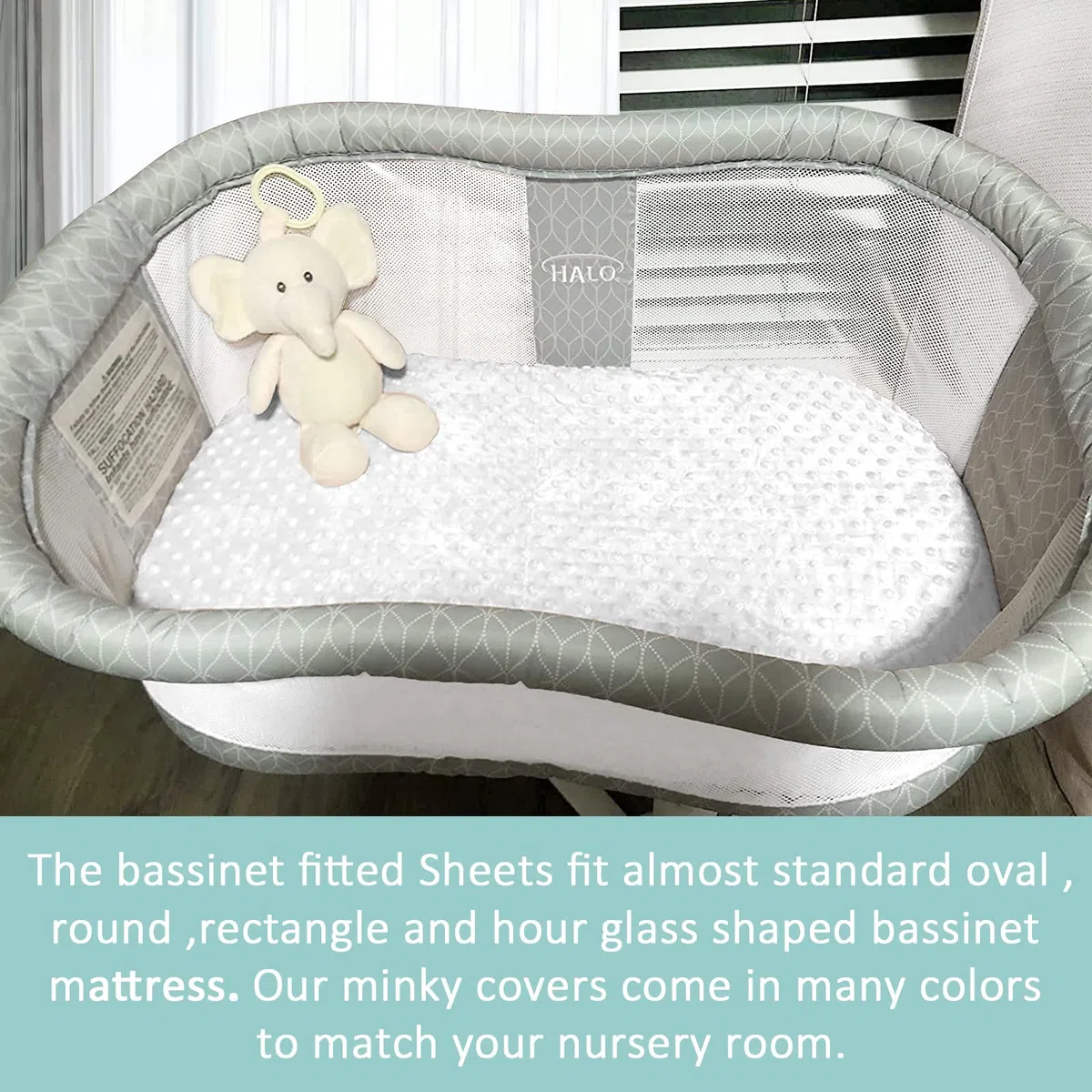 Owlowla Stubenwagen-Spannbetttuch, weich und dehnbar, Minky Babynest Bezug Stubenwagen-Spannbettlaken für Stubenwagen-Pad/Matratze (weiß/klassisch braun)
