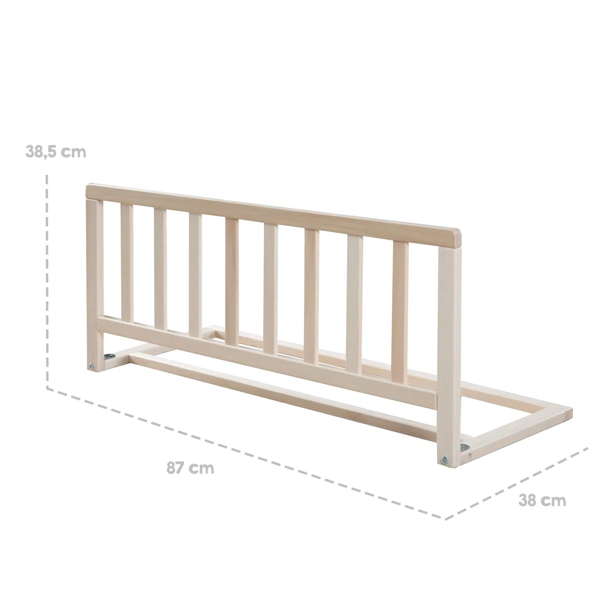 roba Bettschutzgitter 90 cm Länge aus Massivholz, sicherer Rausfallschutz für Babys und Kinder ab 18 Monaten, einfache Montage ohne Bohren, Höhe 38 cm, klappbar mit extra Sicherung, natur