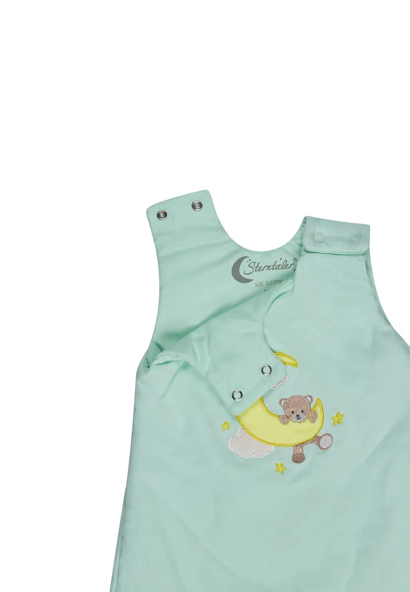 Sterntaler Babyschlafsack 62/68 cm Bär Bo, Polycotton-Schlafsack mit Stickerei, Hydrocool Futter, leichter Wattierung, Zwei-Wege-Reißverschluss, Mesheinsatz, mintgrün, 1,50 TOG, Größe 68