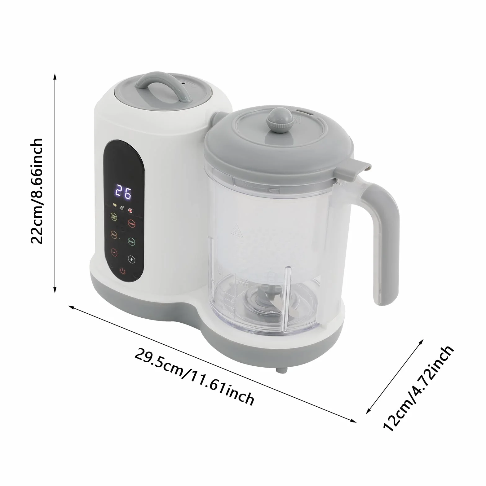 Multifunktions Mixer für Babynahrung, Gemüse und Obst, 450W Babynahrungszubereiter Dampfgarer & Zerkleinerer, 400ml Kapazität, Ideal für Familien, Kindergarten & Küche, Weiß