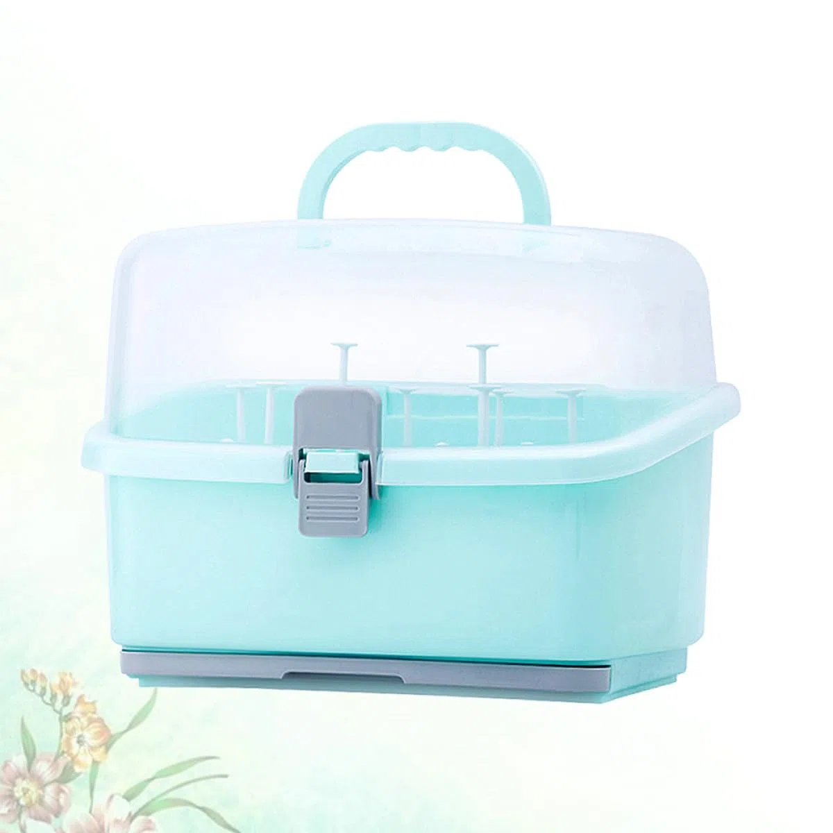 Aufbewahrungsbox für Babyflaschen, Tragbar, Große Kapazität, Kunststoff | Grün, für Schnuller und Milchflaschen, für Zuhause und Unterwegs, Praktische Babyflaschenbox