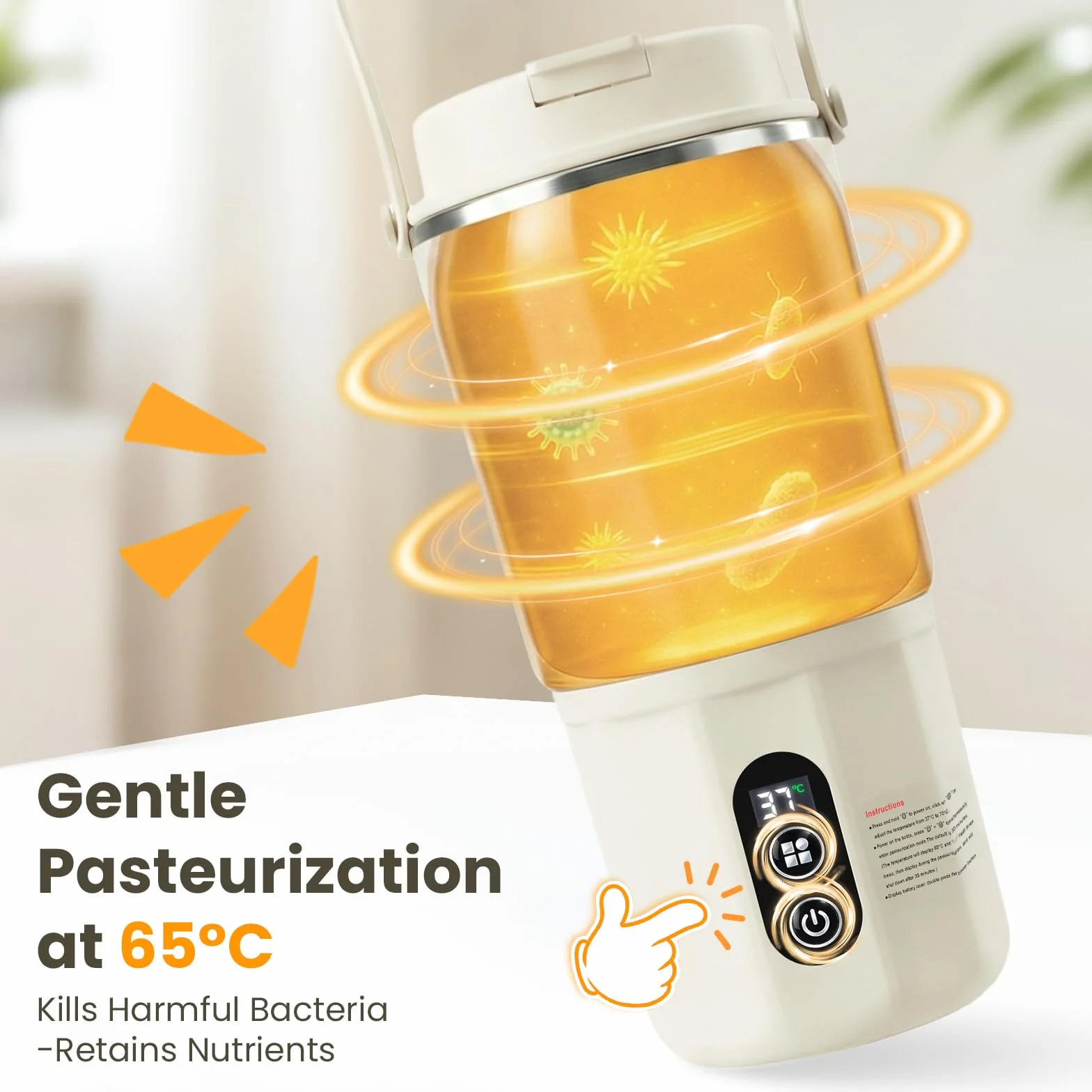BEE&FLOWER Flaschenwärmer Baby Unterwegs 400ml Tragbarer Babyflaschenwärmer | 2-in1, 316 Edelstahl, 24h Konstante Temperatur, LED Touchscreen, 10400mAh Akku, BPA-frei, Ideal für Reisen