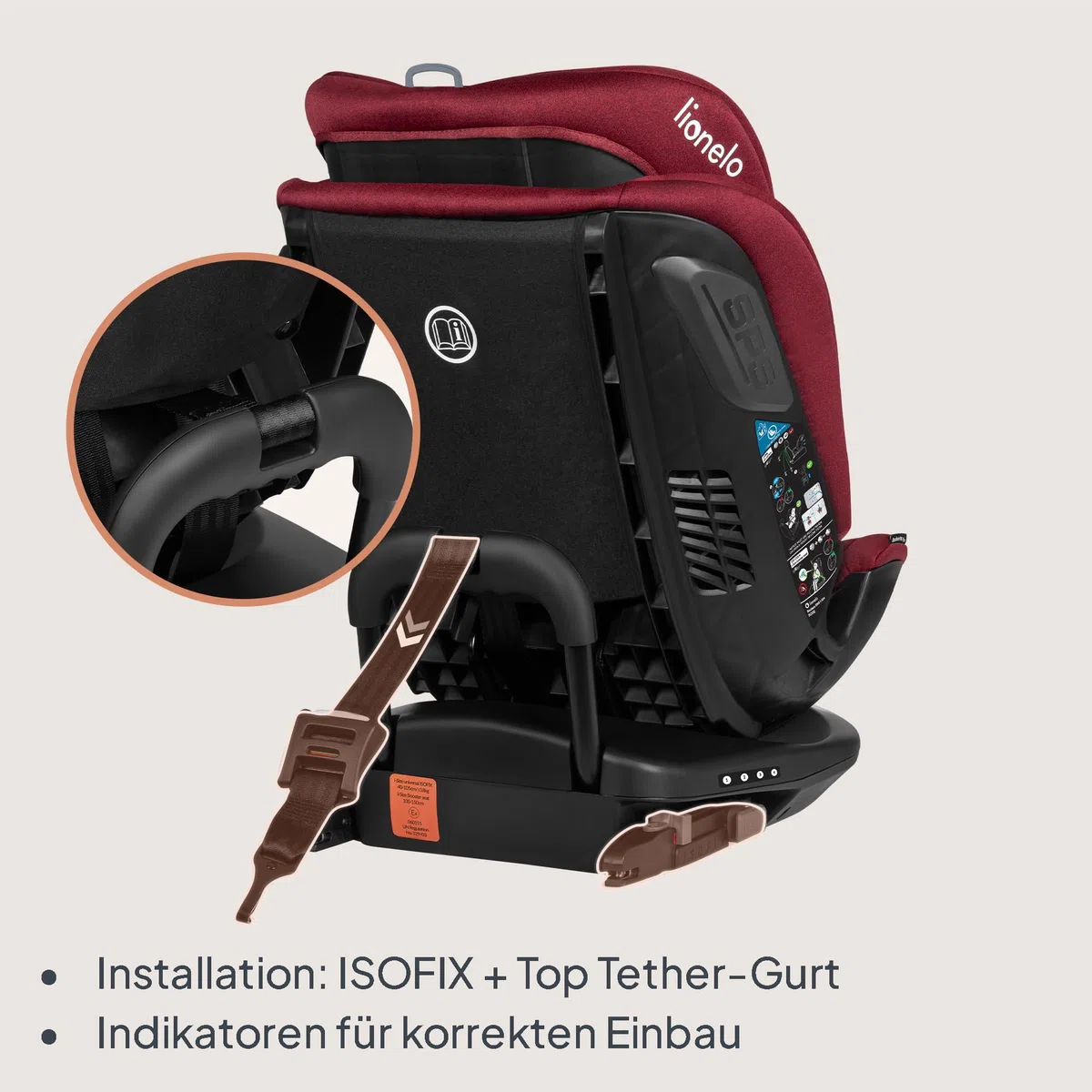 Lionelo Bastiaan RWF Baby- und Kleinkindautositz 0-36 kg von 40–150 cm | 360° drehbar ISOFIX-zertifiziert i-Size R129 neuester Standard, Befestigung vorne und hinten, Seitenschutz, voll verstellbar