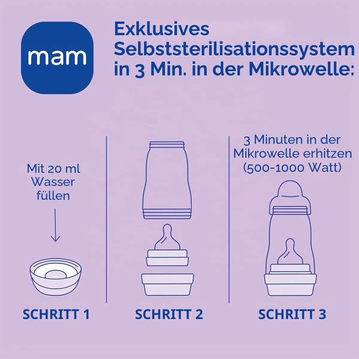 MAM Welcome to the World G102-3 Babyflaschen Easy Start Anti-Colic, 1 Schnuller Start und 1 Brosche Clip 0+ Monate, Spanische Version, Rosa, 5 Stück