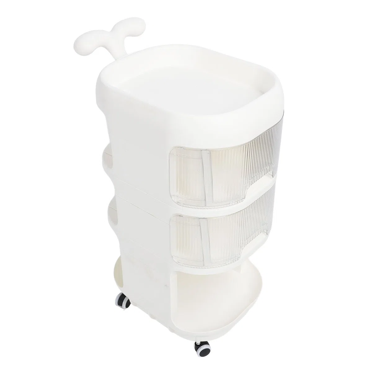 FTVOGUE Baby-Aufbewahrungswagen, Rollender Aufbewahrungswagen aus PP, 77 X 47 X 32 Cm, Faltbarer Mobiler Snack-Organizer mit Rädern, 3-stufiger Allzweckwagen für Kinderzimmer, Schlafzimmer, Wohnzimmer