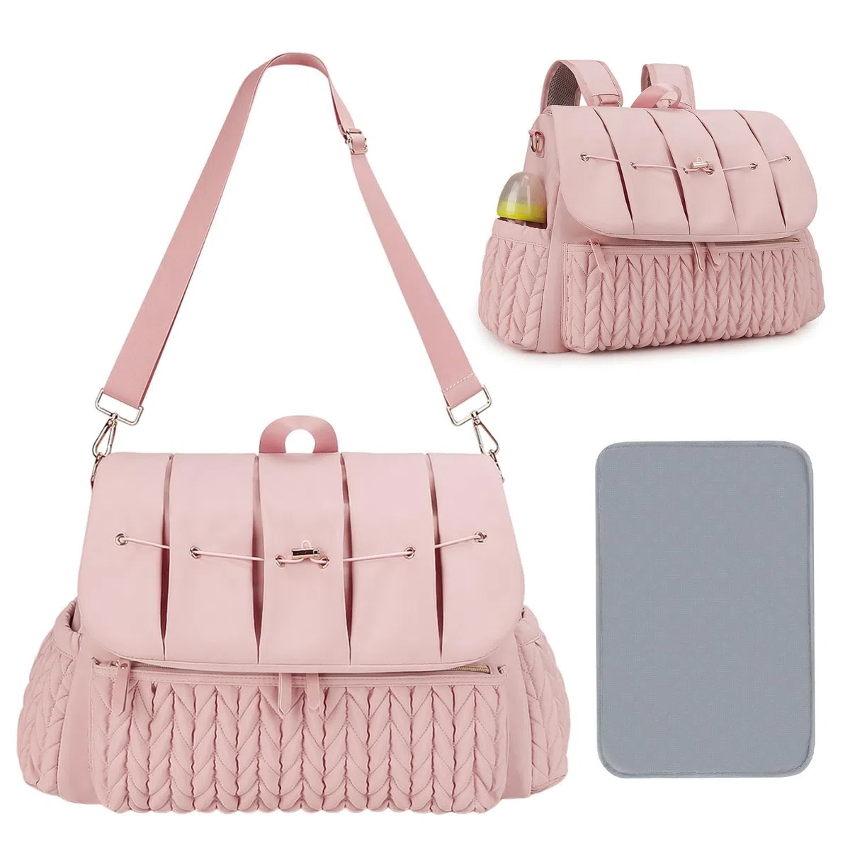 Generico Rucksack für Windeln, Windelrucksack, Aufbewahrungstasche für den | Kindergarten | Große Kapazität Taschen mit Wickelunterlage für Outdoor-Reisen, wasserdichte Mutterschaftstasche p, Rosa,