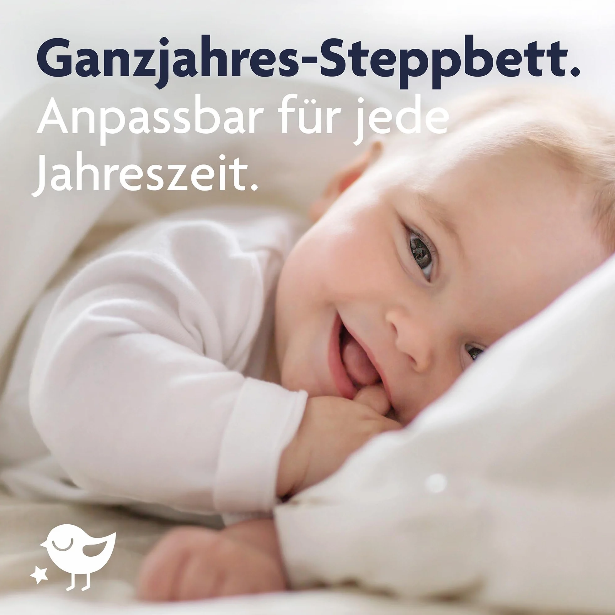 Julius Zöllner Kindersteppbett-Set 4-Jahreszeiten, Duo-Decke mit Druckknöpfen und Kissen, Größe 100x135 cm + 40x60 cm