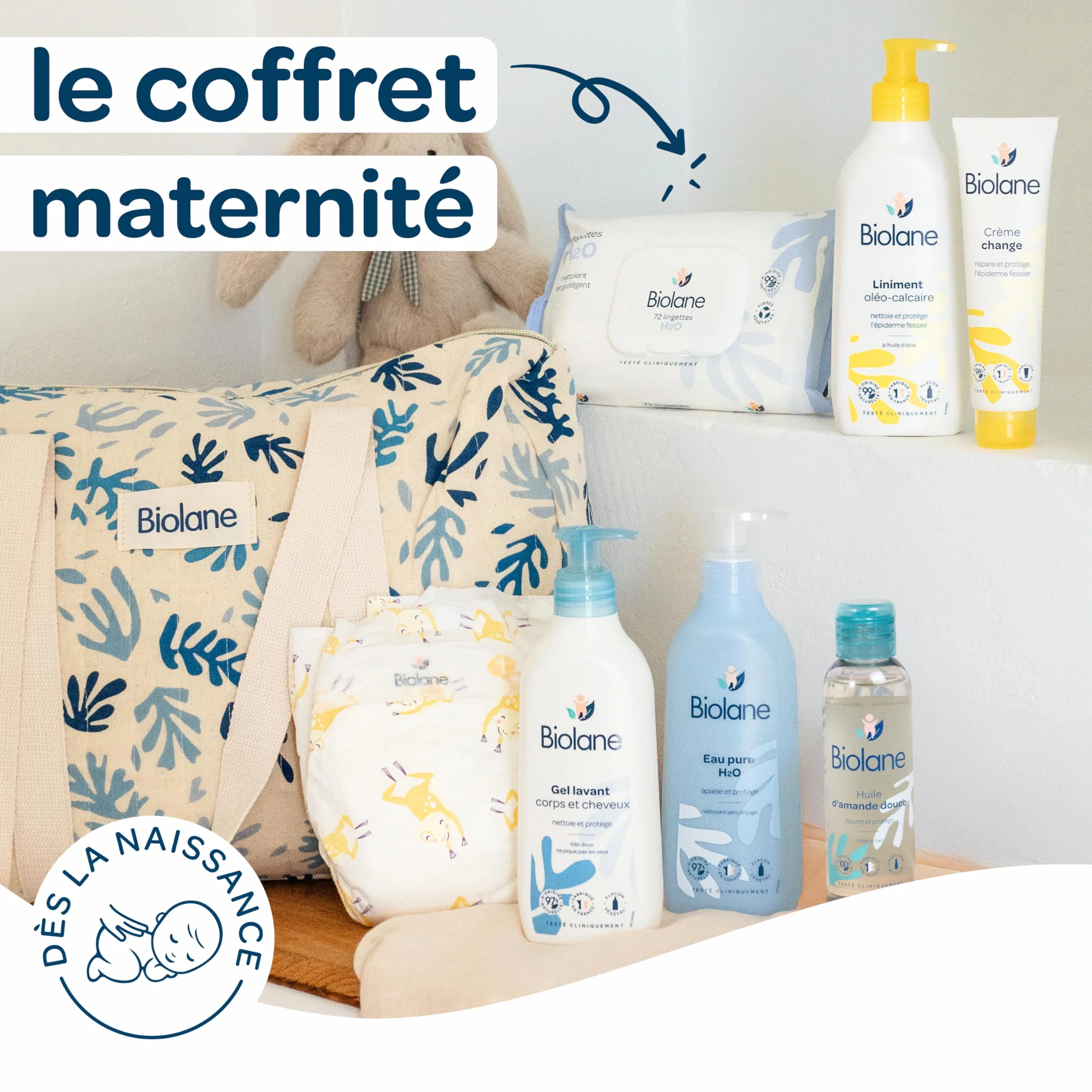 Biolane Mutterschafts-Set – Pflegeset für Babys – Wickeltasche & Pflege für Babys – Windel, Tücher H2O …