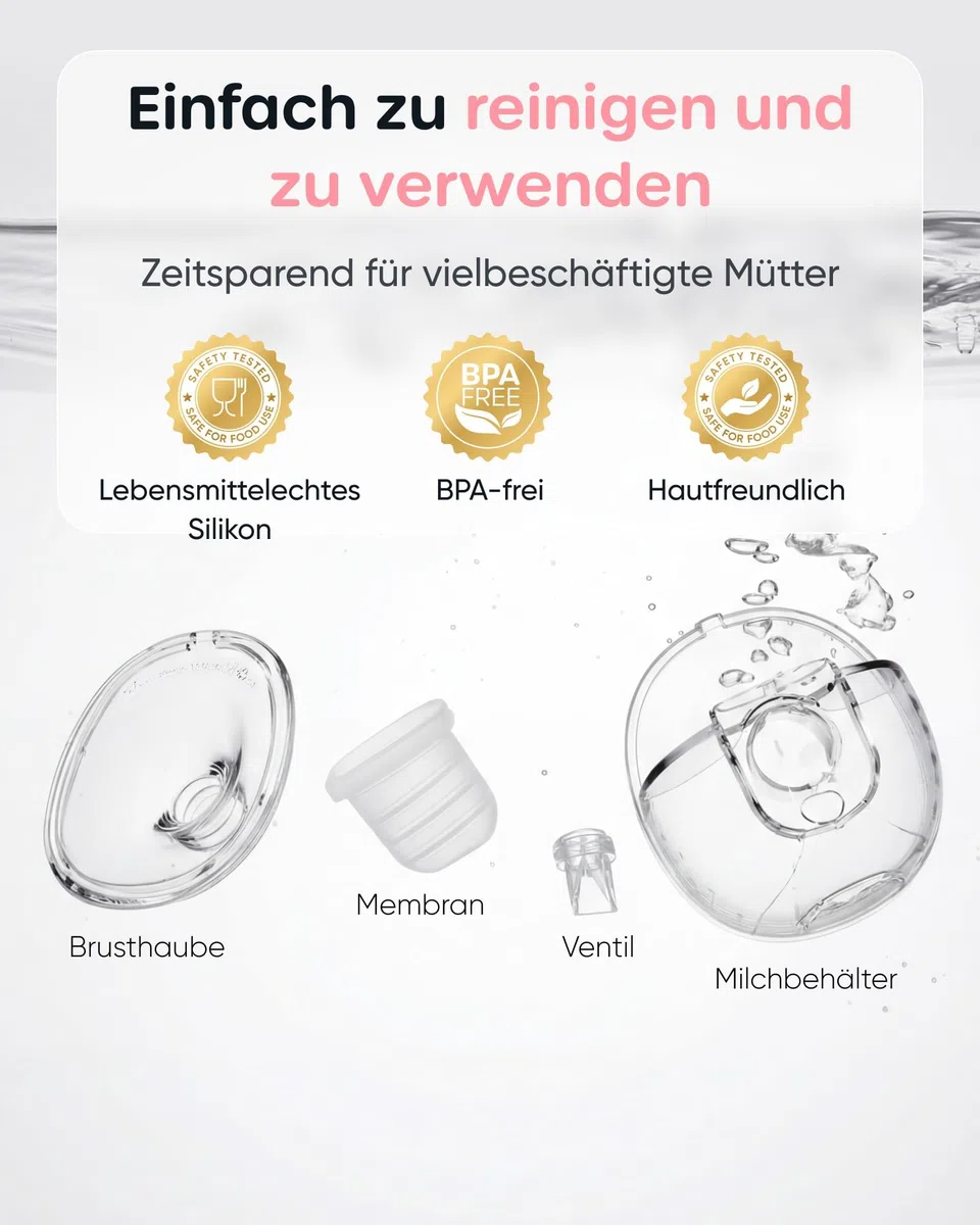 Nuliie S32 Elektrische Milchpumpe Tragbar, 2 Packs, Weiß | Freihändig, 4 Modi, 9 Stufen, mit 13/15/17/19/21/24 mm Komfortabler Flansch, Privat, mit Ersatzzubehör im Lieferumfang