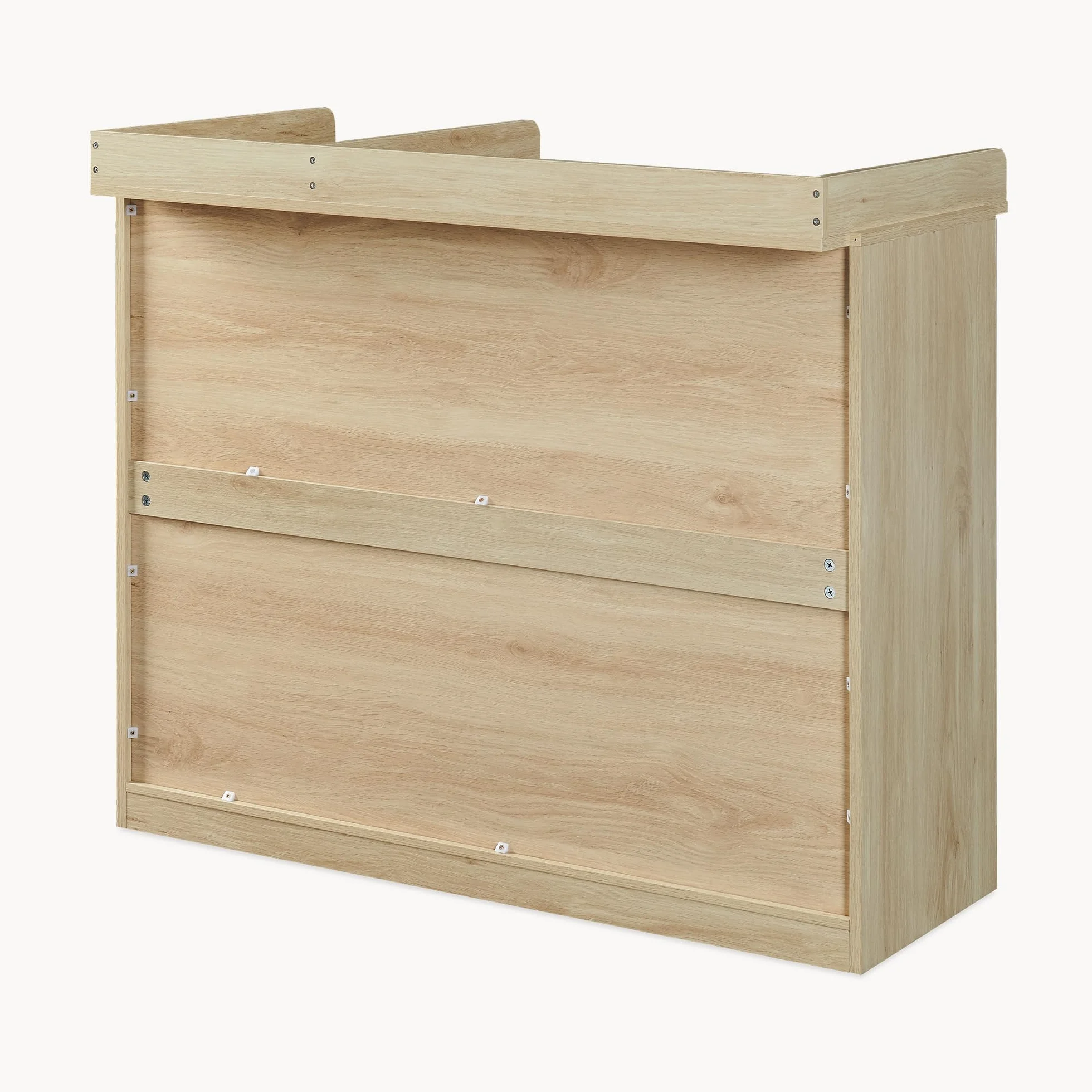 Wickelkommode Beldinupp Wickeltisch 3 Schubladen 3 Regalfächer 93 x 110 x 55 cm Eicheoptik Weiß