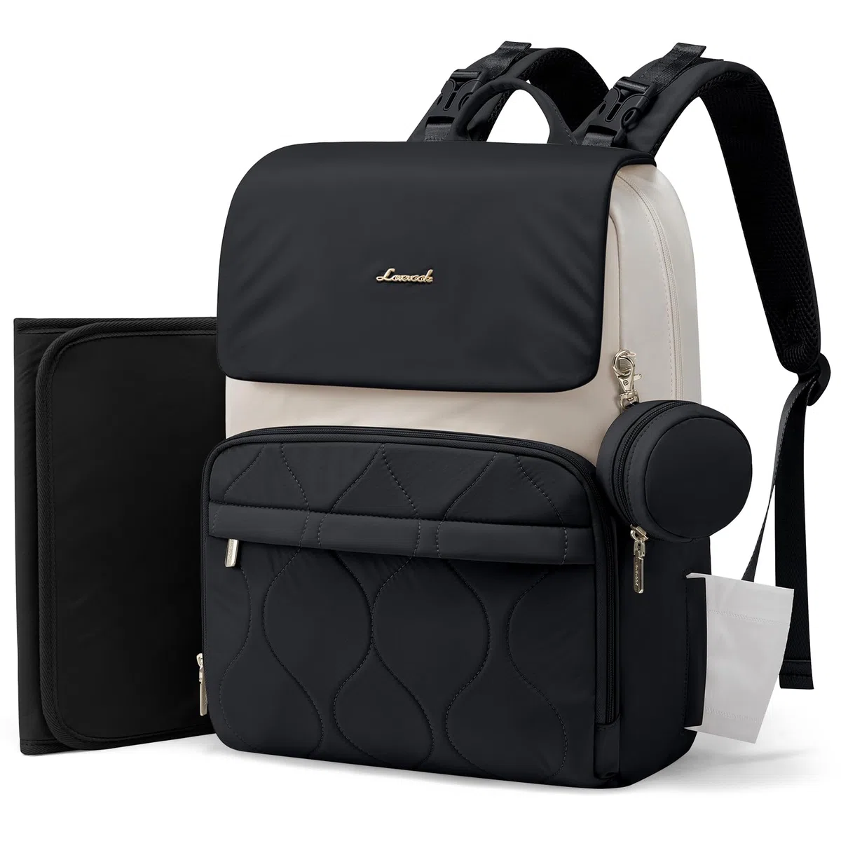 LOVEVOOK Wickelrucksack Groß Wickeltasche Rucksack Diaper Bag für Mama Papa | Lässig Babytasche mit Wickelauflage, Schnullerhalter & Kinderwagengurte, Multifunktional Windeltasche Kliniktasche Geburt, L