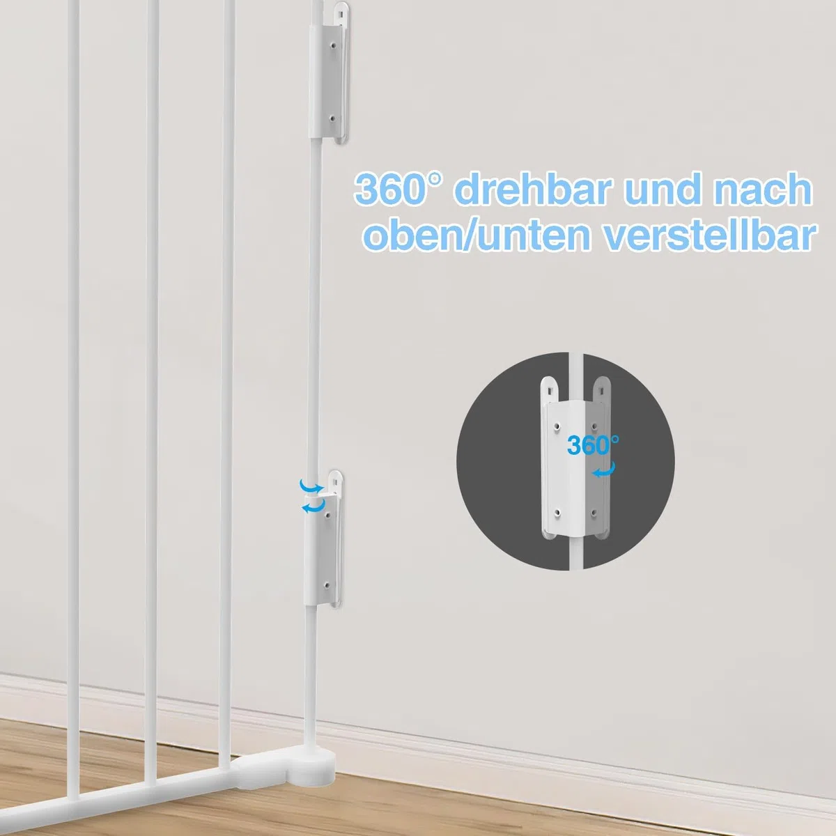 Kaminschutzgitter mit Tür 310cm, Metall Ofenschutzgitter, Kinderschutzgitter 5-Elementen (75x60 cm), Kamingitter Türschutzgitter Tierschutzgitter für Kinder und Haustiere, Weiß