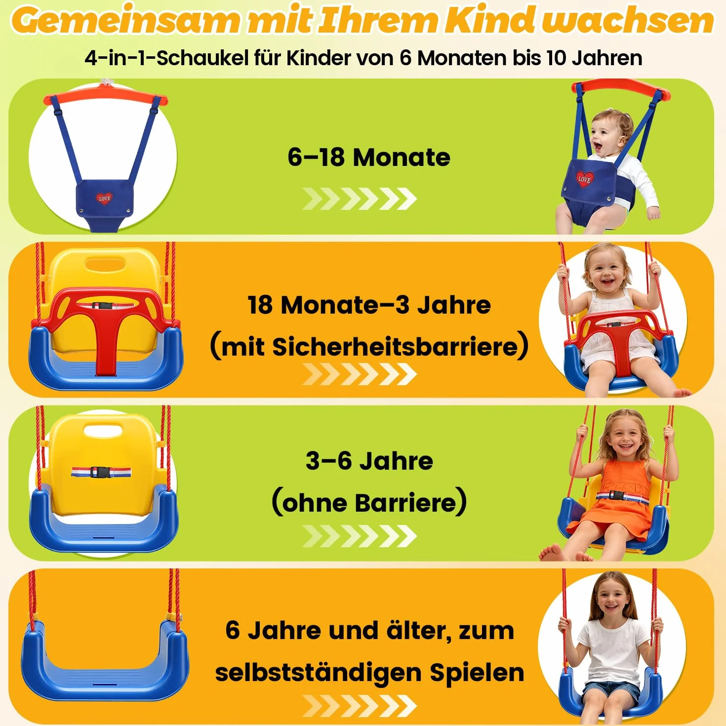 Babyschaukel & türhopser Baby 4-in-1 Set mit Gestell - Kinderschaukel, Baby Jumper mit Sicherheitsgurt, klappbar & 4 Sandsäcken - Für Drinnen & Draußen, einfach zu montieren