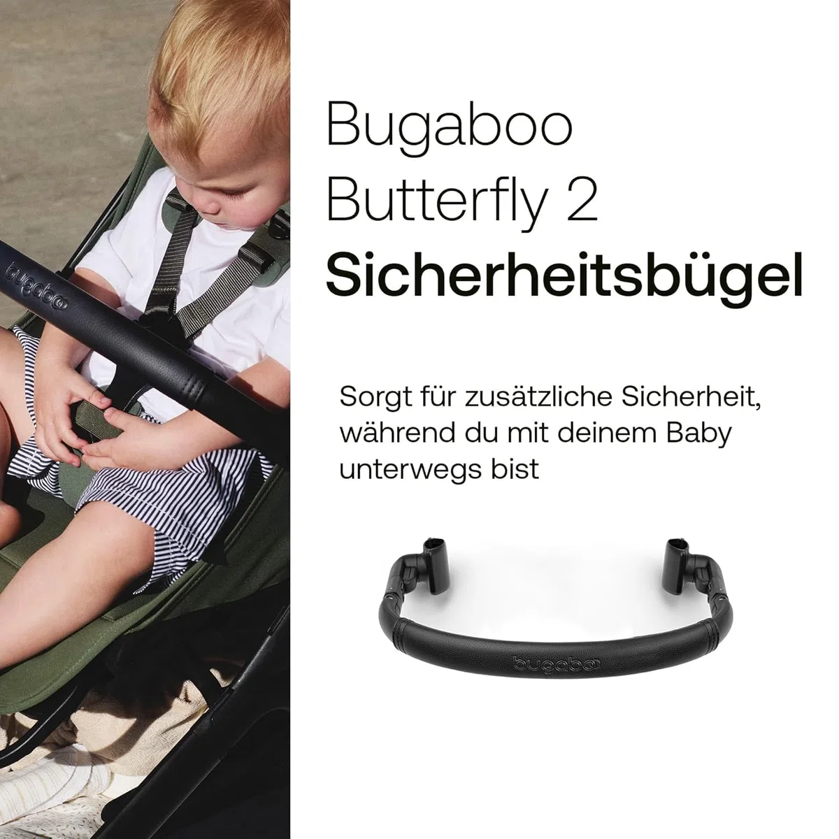 Bugaboo Butterfly 2 Reisebuggy Set – leichter, faltbarer Kinderwagen mit Sicherheitsbügel & Regenabdeckung – Handgepäckgröße, mit Liegefunktion – ab 6 Monaten bis 4 Jahre – Heritage Black