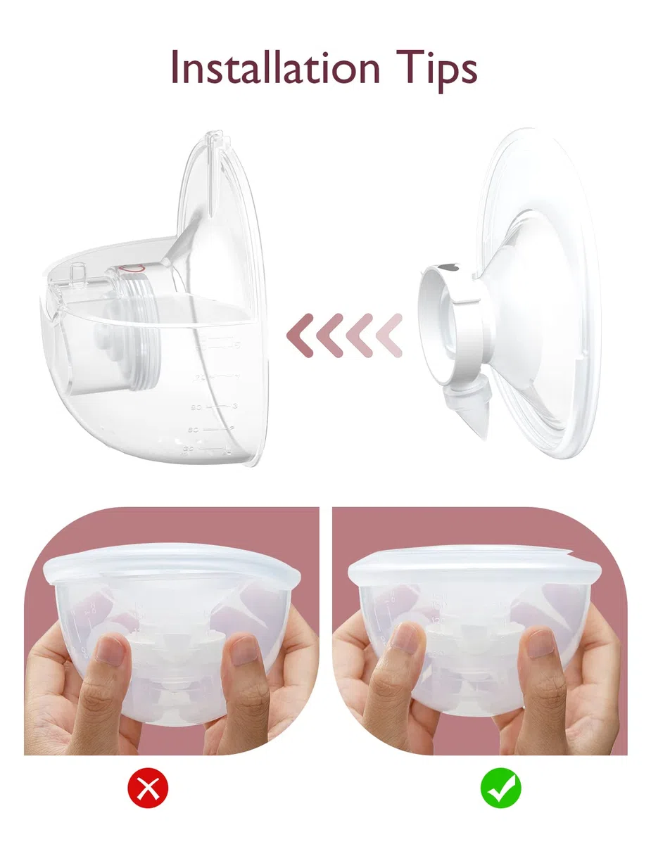 Momcozy Komplettes Set, nur kompatibel mit momcozy M5, nicht für andere. Original-M5-Milchpumpen-Ersatzzubehör (160 ml, mit doppelt versiegeltem Flansch 24 mm)
