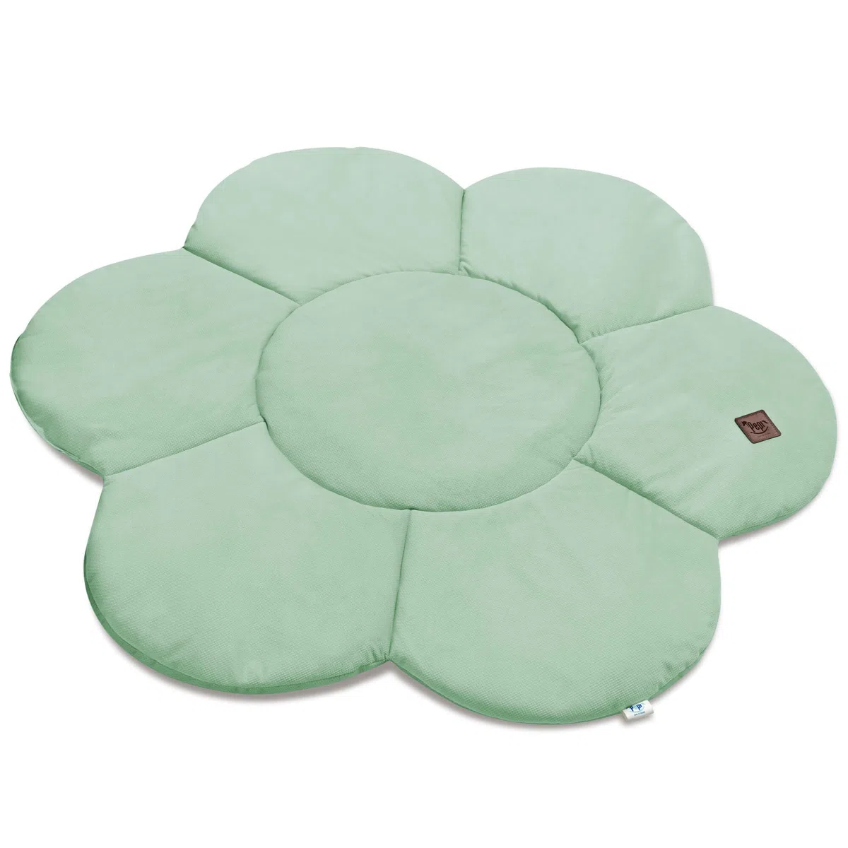Baby Spielmatte 130x130 cm – Große Krabbelmatte in Blumenform – Weiche 3cm Schaumstoffmatte aus Velvet – Faltbar & Waschbar – Spielteppich für Babys & Kleinkinder (hellgrün)