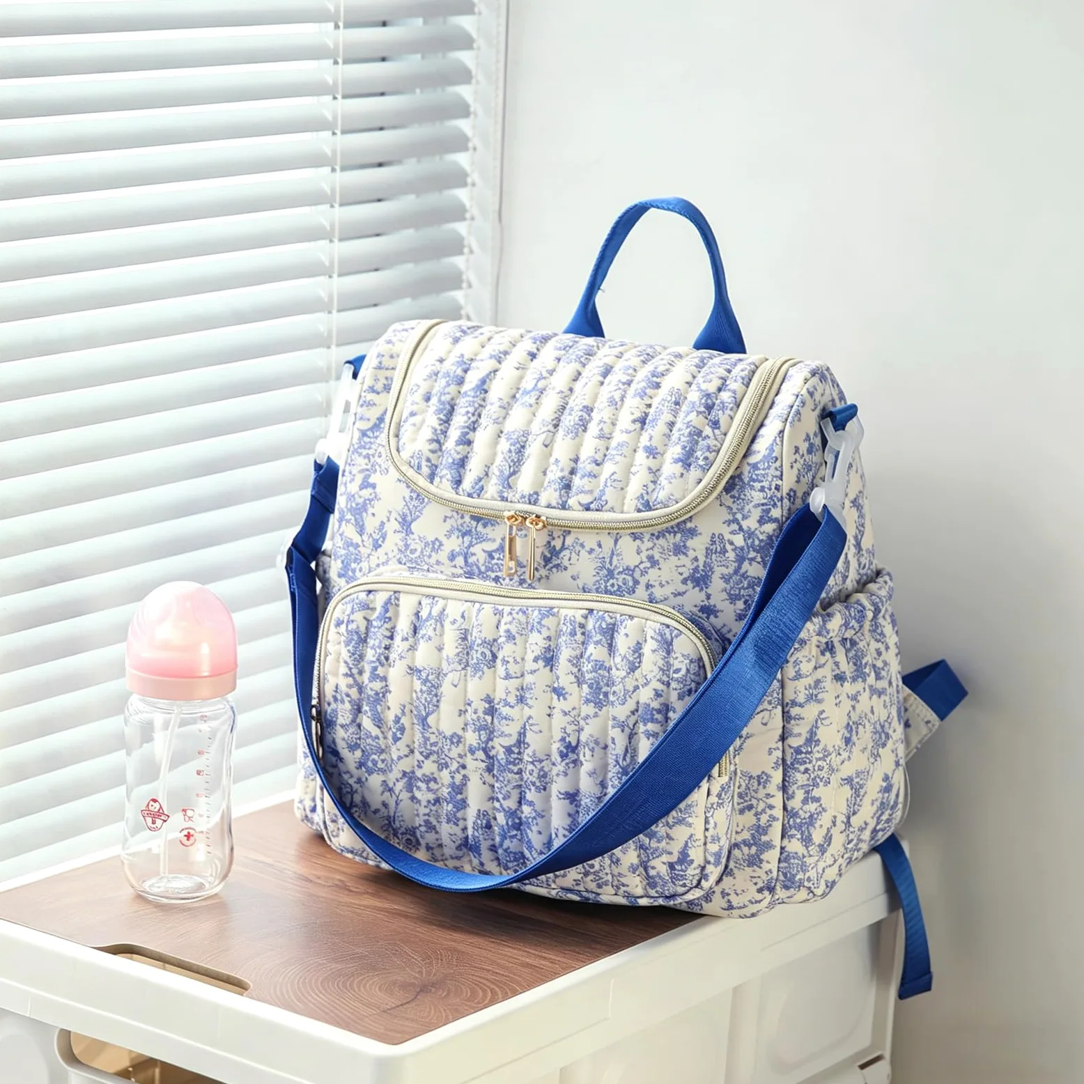 Praktischer Rucksack mit mehreren Aufbewahrungszonen, Haken und Wickeltasche aus Wassermaterialien, A, One Size, Massenschönheit