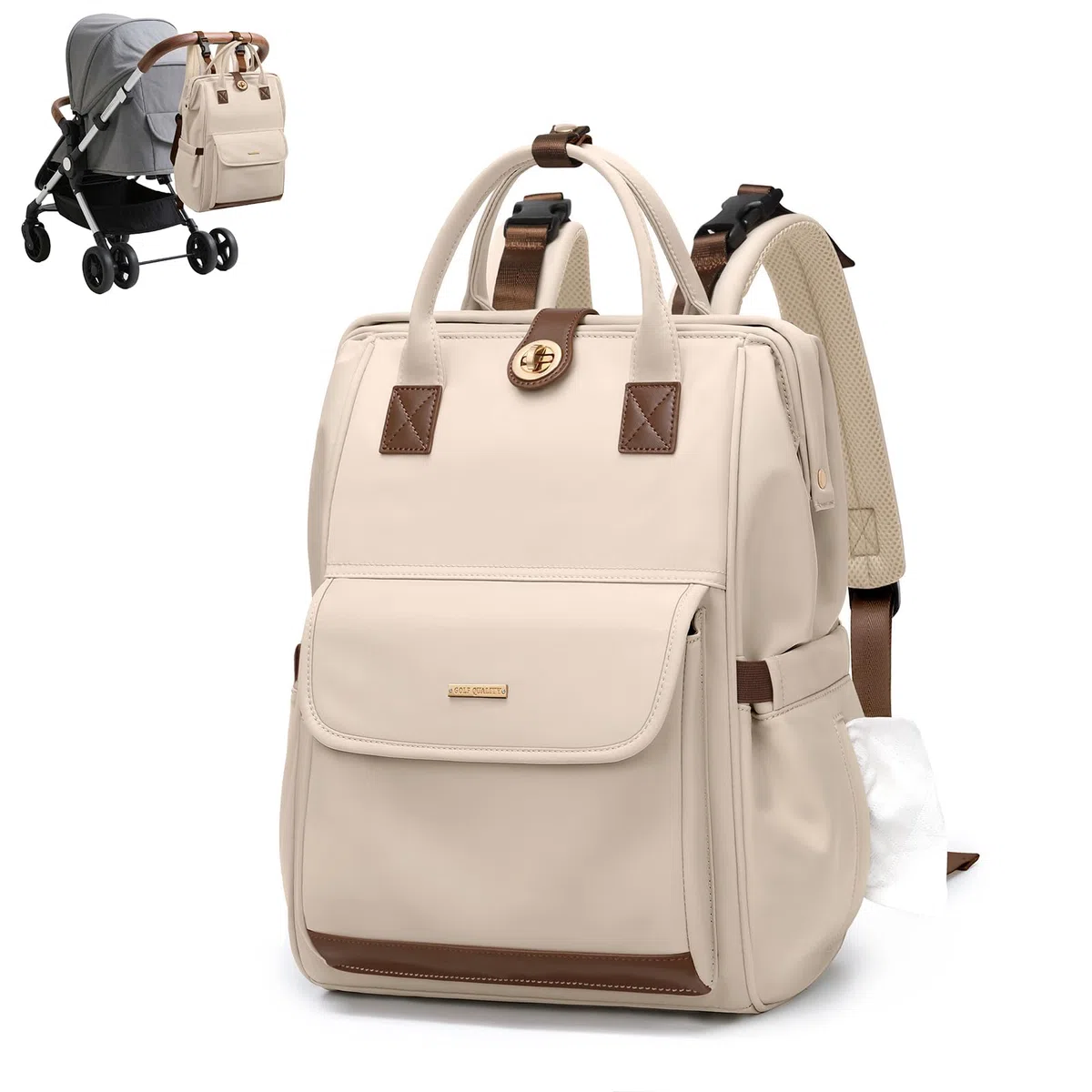 Wickeltasche, Rucksack, multifunktional, wasserabweisend, mit Haken, lässige Wickeltasche zum Aufhängen für Mütter