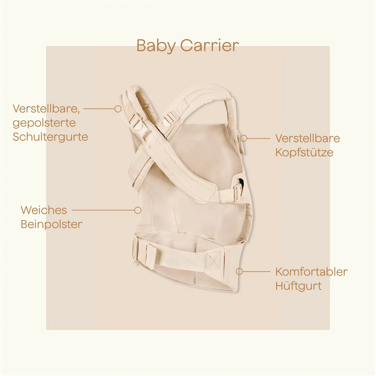 Baby Carrier - Babytrage bis 20 kg - Ergonomische Bauch- und Rückentrage - Vanilla Cream