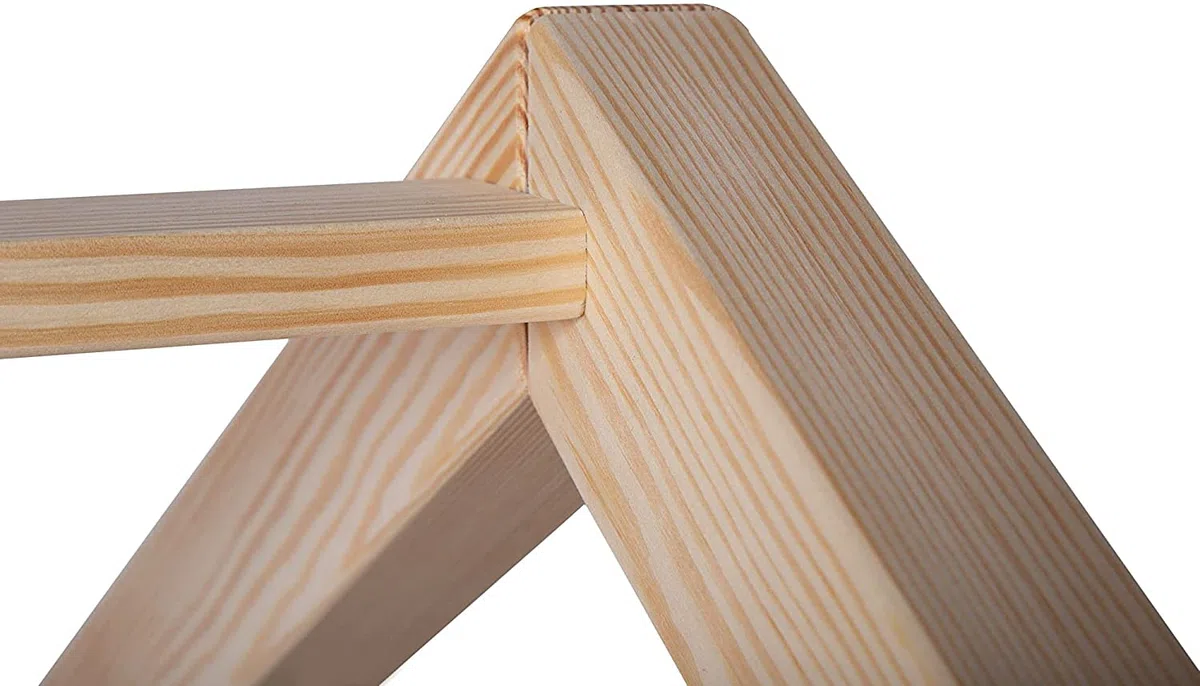 Kinderbett Bett Hausbett 60x120 mit Rausfallschutz Latternost Bettgestell aus Kiefer Holz für Haus Kinder Jungen & Mädchen - Holzbett Baby Kinderzimmer Junge Deko (Rausfallschutz: MIT)