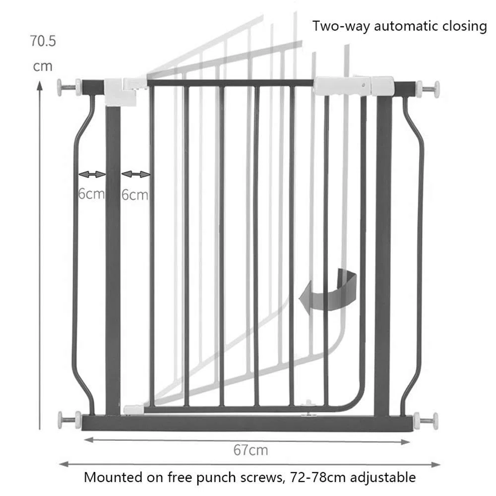Erweiterbares Haustiergitter mit Tür und Stoppern, verstellbar, 86–92 cm, für Treppen, Baluster und Türen, Sicherheitsbarriere für Hunde und Katzen, einfache Installation, haustierfreundlich