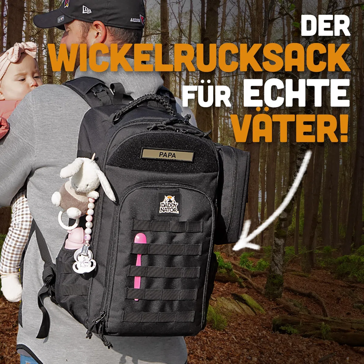 BIG Arnold Wickelrucksack für Väter mit Wickelunterlage inklusive Organizer für Feuchttücher und Organizer für Accessoires | Komplettes Bundle