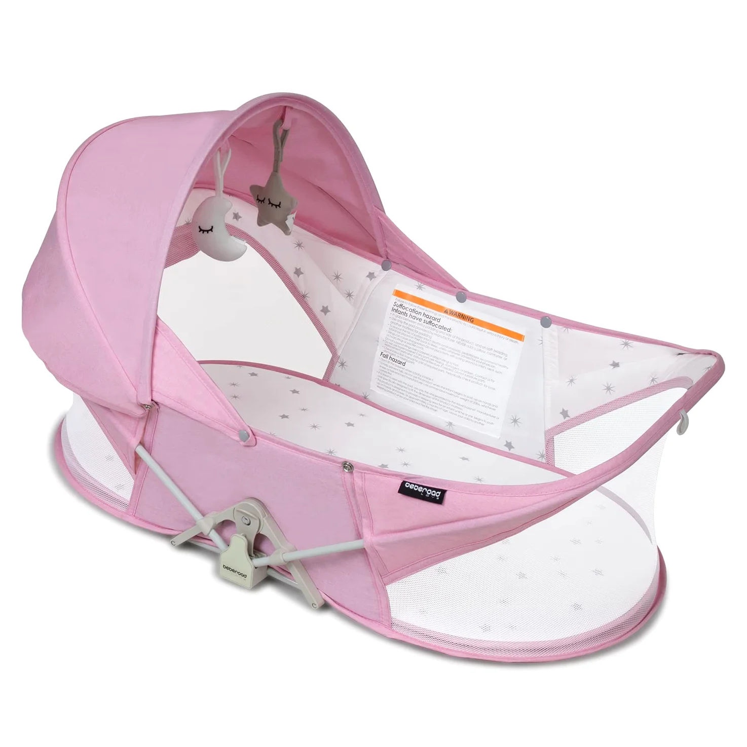 beberoad Baby Reisebett - Stubenwagen - Leicht - Portable Reisebettzelt für Babys- Zweipunkt-Sicherheits-T-Lock-System - Mit Moskitohaube, Matratze und Tasche - Atmungsaktives Netz (Pink)