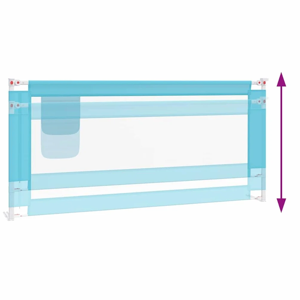 Kleinkind-Bettschutzgitter Blau 200x25 cm Stoff, höhenverstellbar, klappbar Schutzgitter für Kinderbett, Babybett, Elternbett, Absturzsicherung und Bettumrandung für sicheren Schlaf